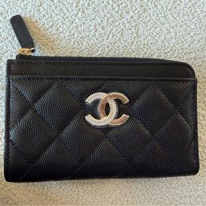 SOLD! Chanel 24B Zipped Wallet - Black Caviar Leather and Gold Hardware.